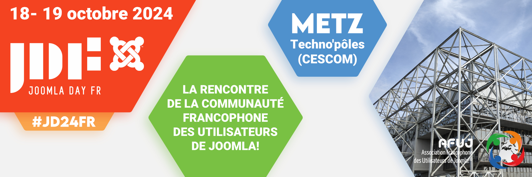 Annonce du JoomlaDay 2024 à Metz les 18 et 19 octobre !