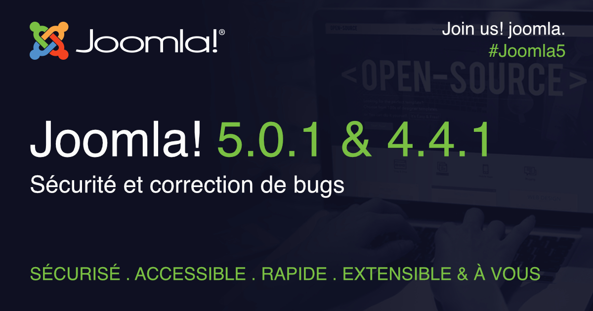 Joomla! Project est heureux d'annoncer la sortie de Joomla 5.0.1 et 4.4.1