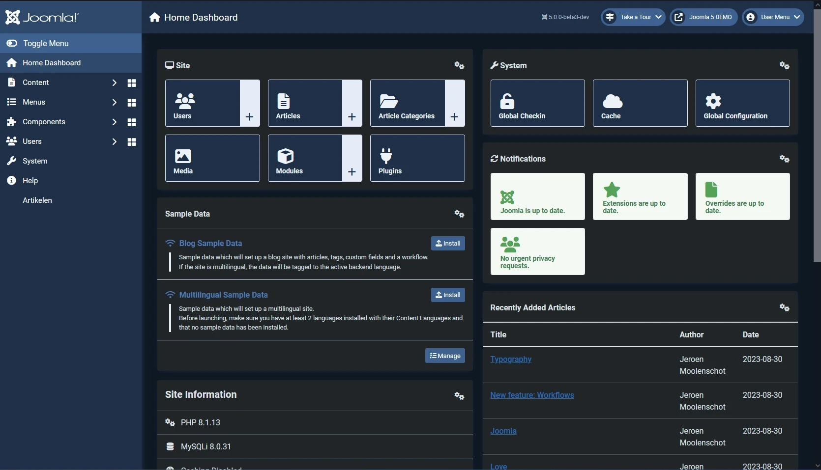 joomla50 atum darkmode